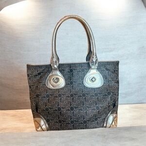 Celine Sulky Carriage Tote, Silver, Grey & Navy, Limited Edition 2008, Metallic